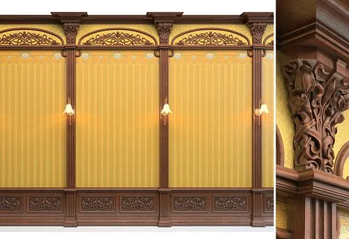 Пример сочетания разных декоративных элементов в интерьере