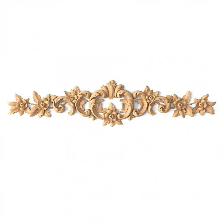 Wooden furniture overlay N-088.1 with carved ornament in the center