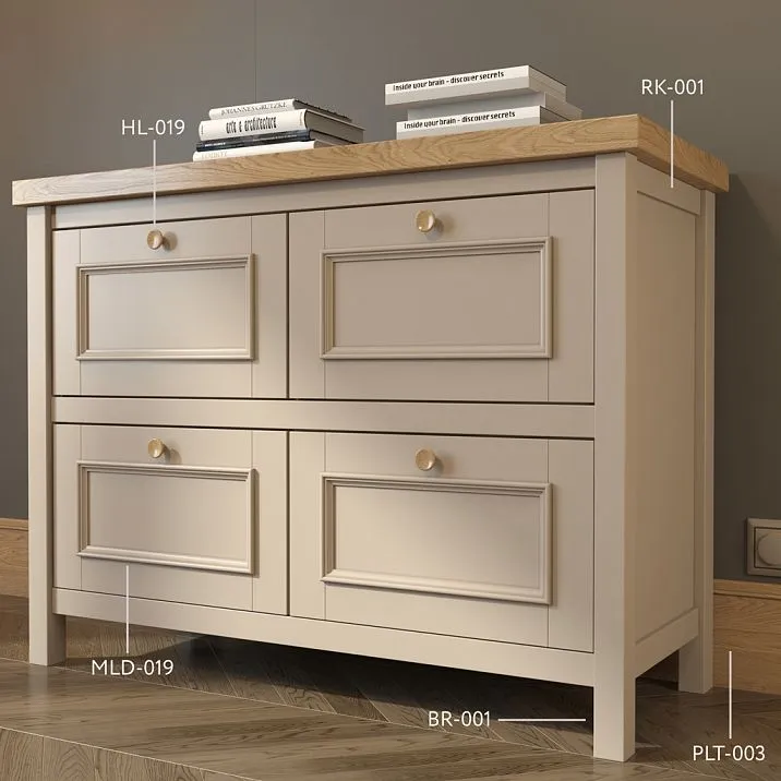 Wooden RK-001 Rail - Application for Cabinet