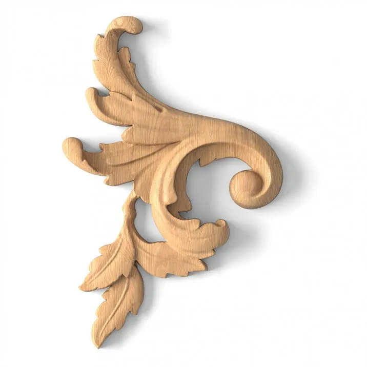 Wooden overlay with wood carving and 3D effect