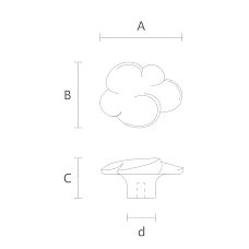 Cloud HL-050M Solid Wood Furniture Handle in Cloud Shape for Children's Furniture - Drawing