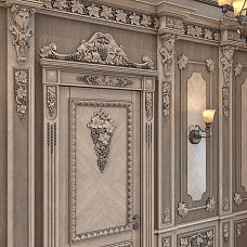 Carved bracket KR-035 from the "Grape" collection, interior photo with decorative bracket usage