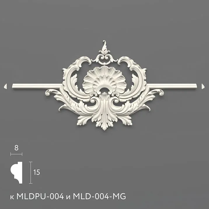 Universal center molding NPU-00417.4 polyurethane - for classic and modern interiors