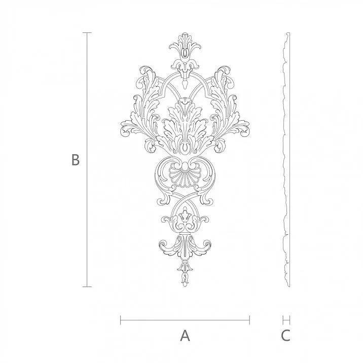 Drawing of carved wooden inlay