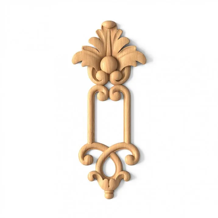 Decorative Inlay N-2101 from oak or beech with carved flowers and leaves