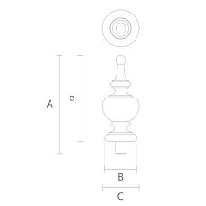 Newel Cap L-115 made of oak or beech wood, drawing
