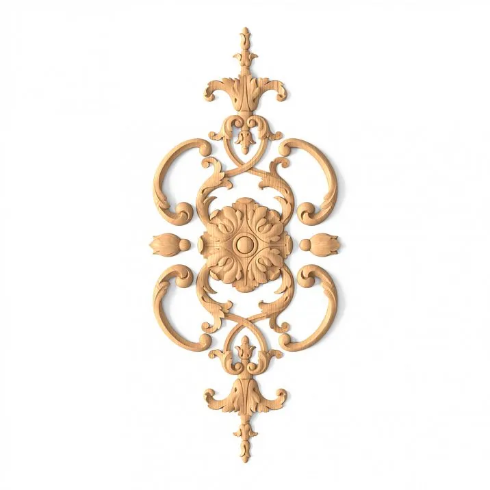 Wooden decor set with carved floral ornament