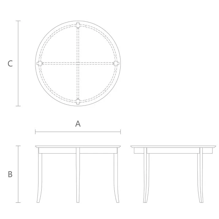 Detailed plan of the Chester 002-012 table top, emphasizing the high-quality finish of natural beech or oak.
