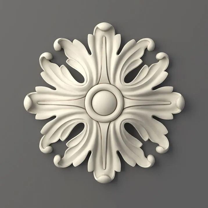 Polyurethane Rosette RPU-046 with Classic Ornament for Decorative Moldings for Furniture