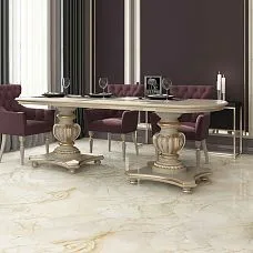 Table with carved pedestal STL-011 made of solid wood