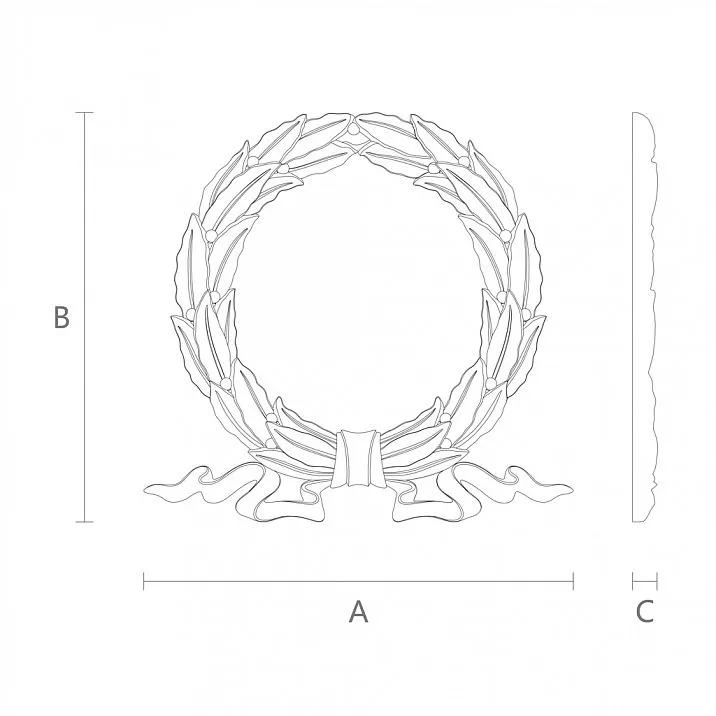 Drawing of interior decor, carved applique N-028.1
