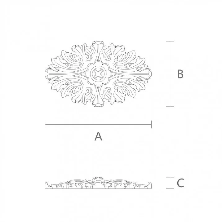 Elegant Carved Rosette R-042 for Home Decor Drawing