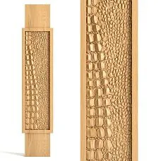Carved wooden staircase newel post L-102 with crocodile skin effect