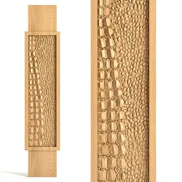Carved wooden staircase newel post L-102 with crocodile skin effect