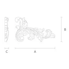 Wooden carved insert with raised floral pattern drawing