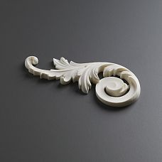 Polyurethane molded decor NPU-247L with elegant scrolls and leaf carving, 3D overlay for furniture, doors, and walls, paintable