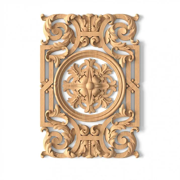 Wood carving with floral pattern - carved insert N-334 for walls and ceilings