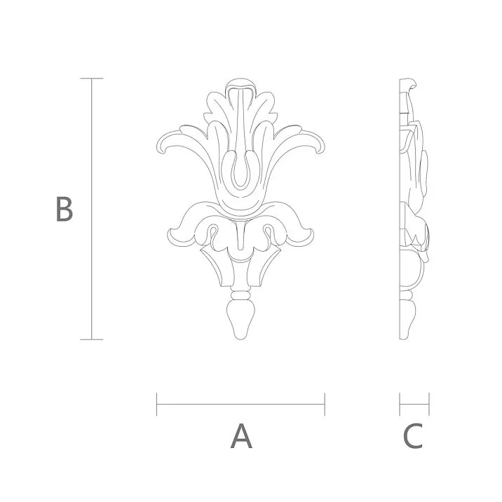 Carved inlay N-112.1, drawing, oak or beech
