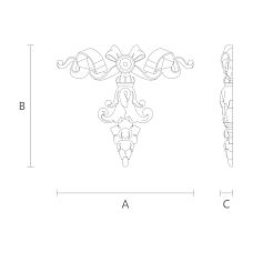 Carved applique N-200-decor made of wood for furniture and interior of churches