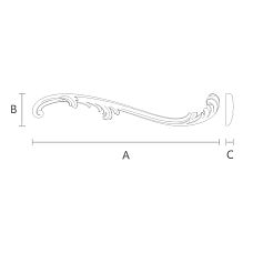Drawing of PU Foam Moldings NPU-423R with height, width, and thickness specifications for interior and facade applications