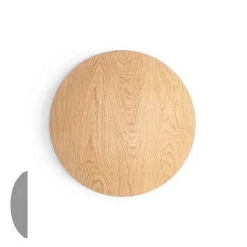 Wooden outlet R-084 in round shape made of natural wood with visible grain texture of solid wood