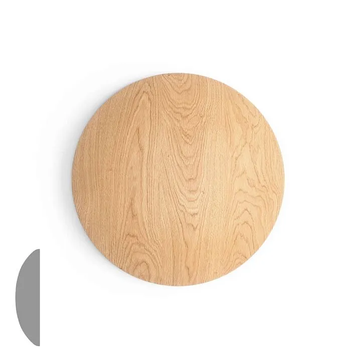 Wooden outlet R-084 in round shape made of natural wood with visible grain texture of solid wood