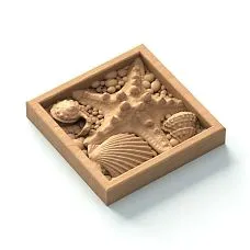 Carved interior rose with shell patterns, decoration R-083