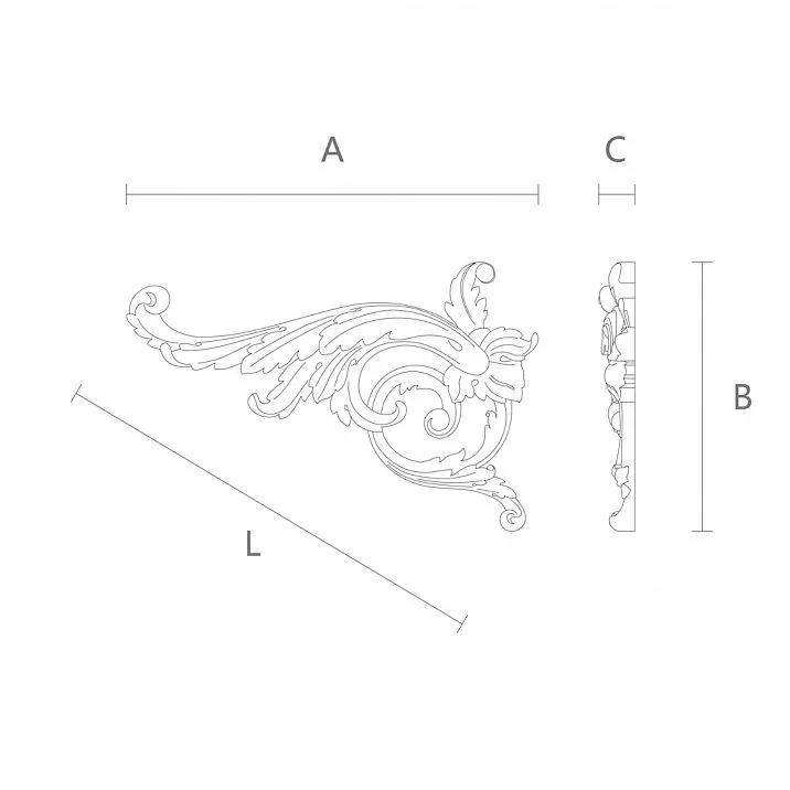 Insert N-066R - wooden decor with carved pattern drawing
