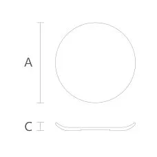 Схематичное изображение тарелки KU-001 с обозначением параметров A и C