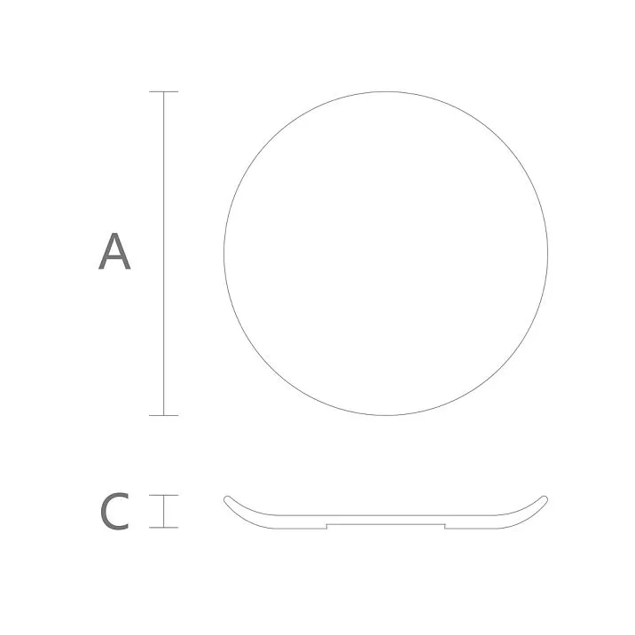 Схематичное изображение тарелки KU-001 с обозначением параметров A и C