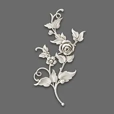 NPU-467L Molded Decoration: Polyurethane applique with rose and leaves