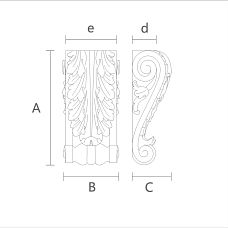 Drawing of Carved Bracket KR-003 from Solid Wood