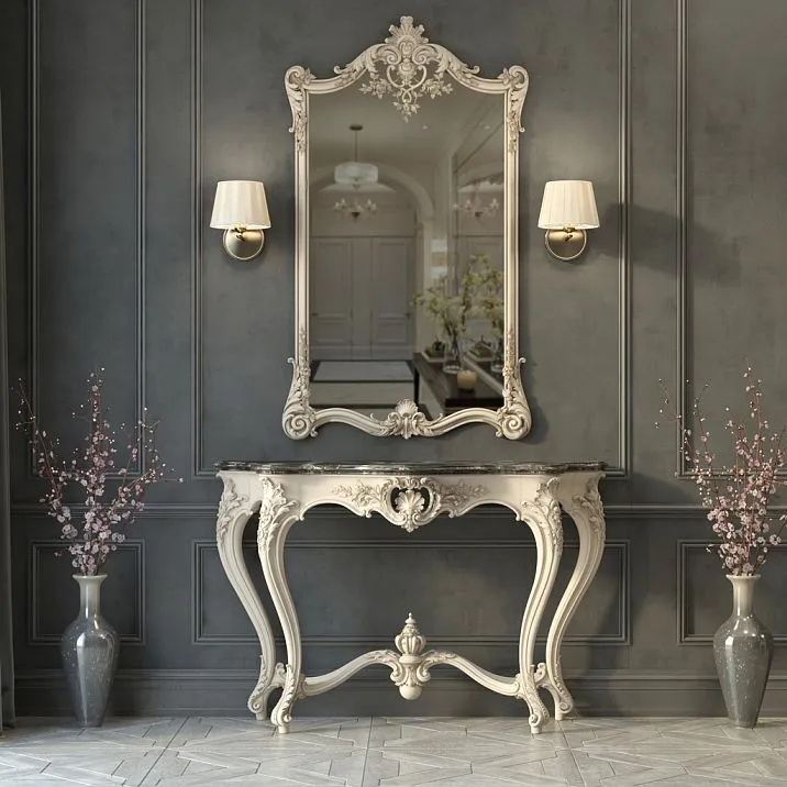 Console Versailles 006-001 in natural wood, classic design