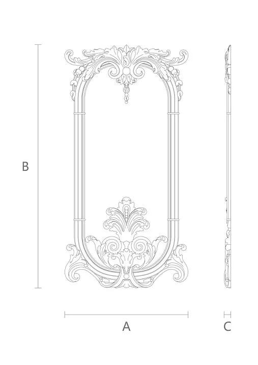 C-003-1 wooden decor set with carved floral pattern scheme