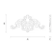 Applique N-134 from oak or beech with beautiful pattern drawing