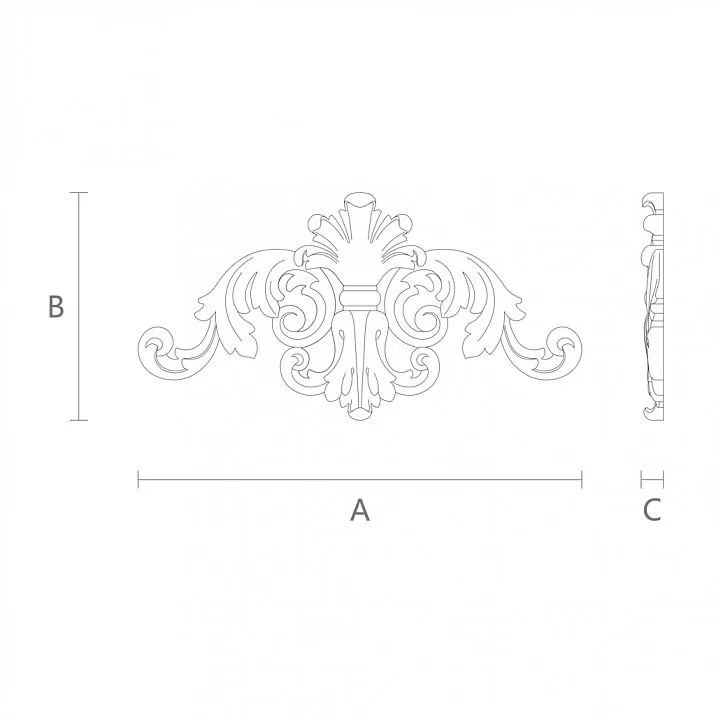 Applique N-134 from oak or beech with beautiful pattern drawing