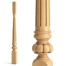 L-060 staircase baluster made of wood with vertical grooves