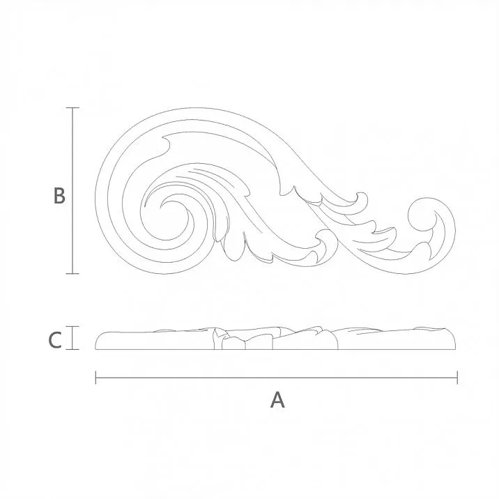 Elegant Carved Insert from Oak or Beech N-293R Drawing