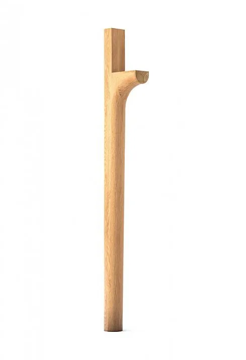 Modern furniture leg MN-226 made of light solid wood with curved shape.