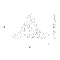 Wooden carved item with floral ornament for surface decoration drawing