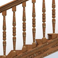 Wooden staircase baluster L-046 in classic style with symmetrical design