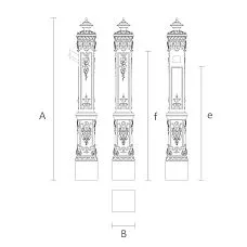 Drawing of staircase support post