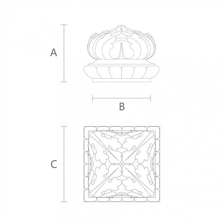 L-011 newel cap combined with baluster &mdash; drawing