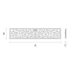 Rectangular insert made of oak or beech wood N-176 with carving, drawing