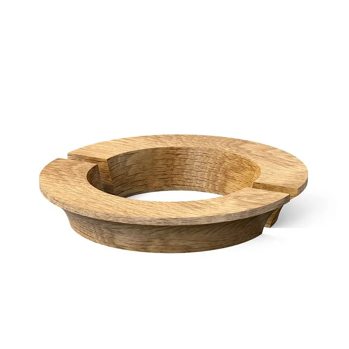 Semi-circular wooden handle, side view