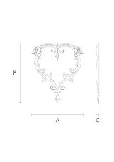 Set of carved wooden appliqu&eacute;s with flowers and leaves diagram