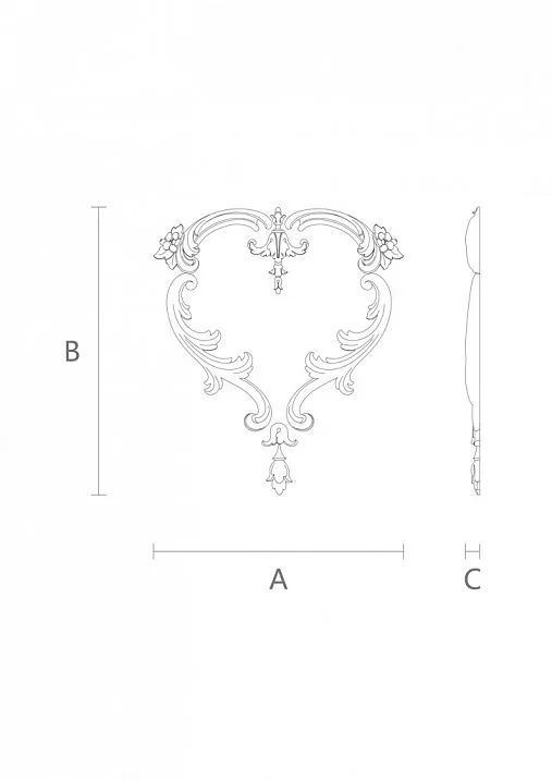 Set of carved wooden appliqu&eacute;s with flowers and leaves diagram