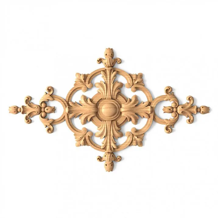 Carved appliqu&eacute; N-154.1 in oak with detailed carving for elegant decor