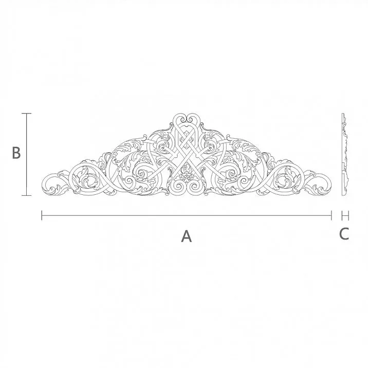 Carved applique N-327 - decorative wooden element with beautiful carving drawing