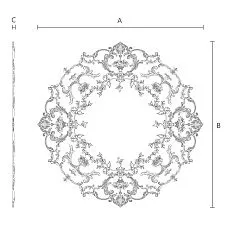 Modular socket CPU-066 made of polyurethane &mdash; decorative molding element for walls and ceiling zones in the house drawing